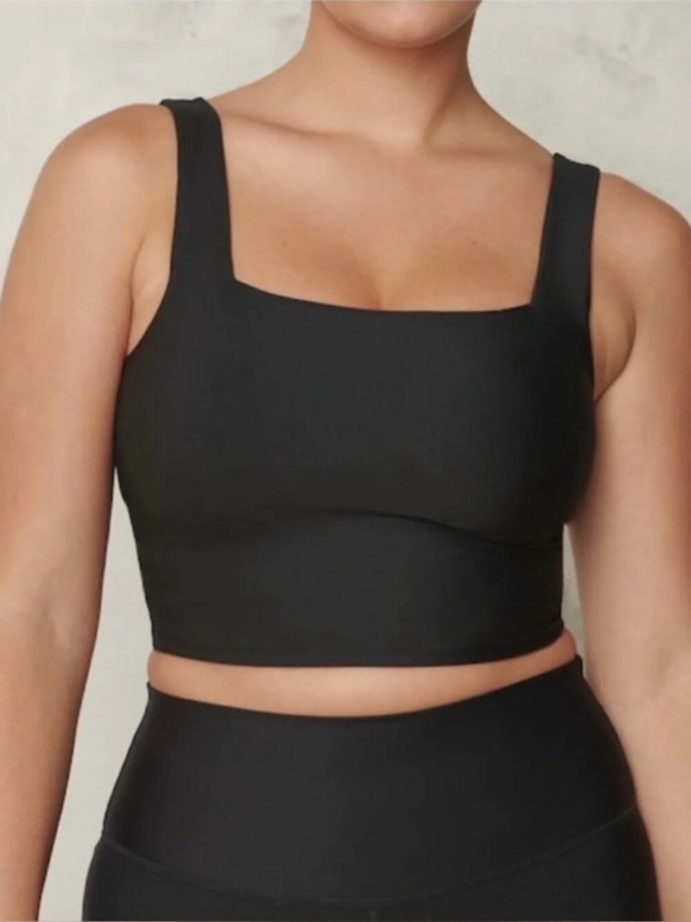 Abercrombie & Fitch YPB Dark Blue Square Neck Cropped Seamless Tank Top